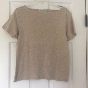 🤩Casual Corner Creamy Tan Cotton Tee🤩